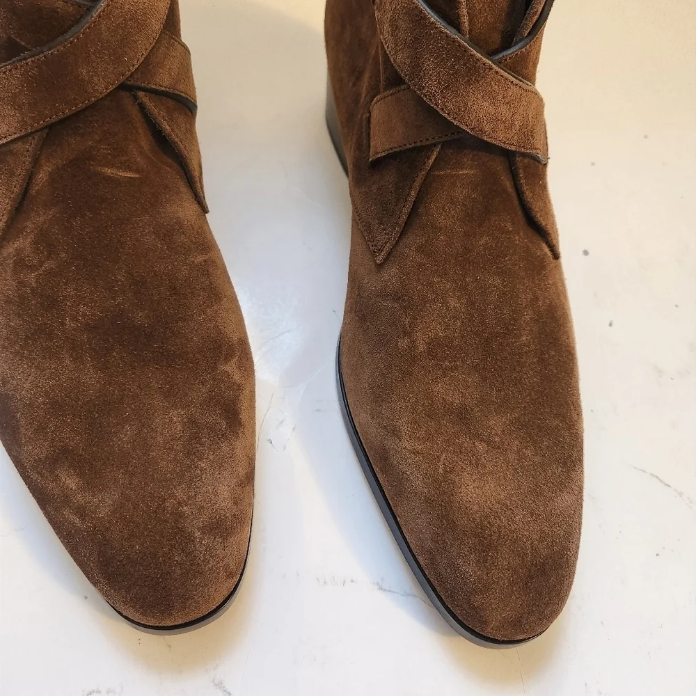 SAINT LAURENT WYATT 30 OTTERPROOF SUEDE BUCKLE BOOT size 41.5 BNWOB